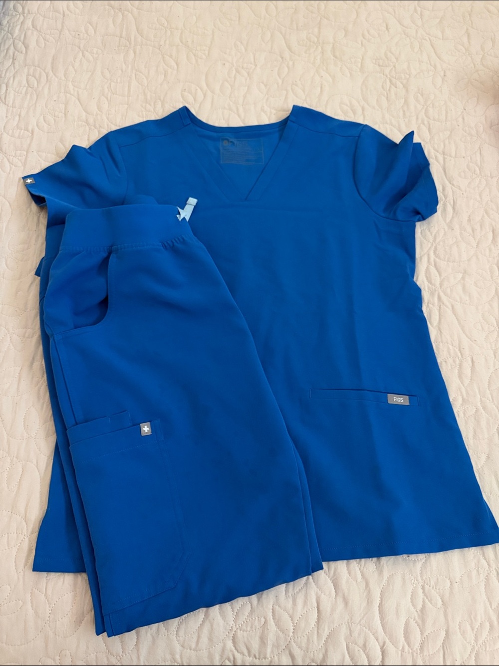 Figs Royal Blue Short Sleeve Scrub Top & Pants